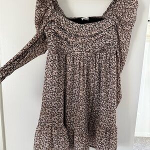 Abercrombie & Fitch Floral Mini Dress - Brown and Pink and White